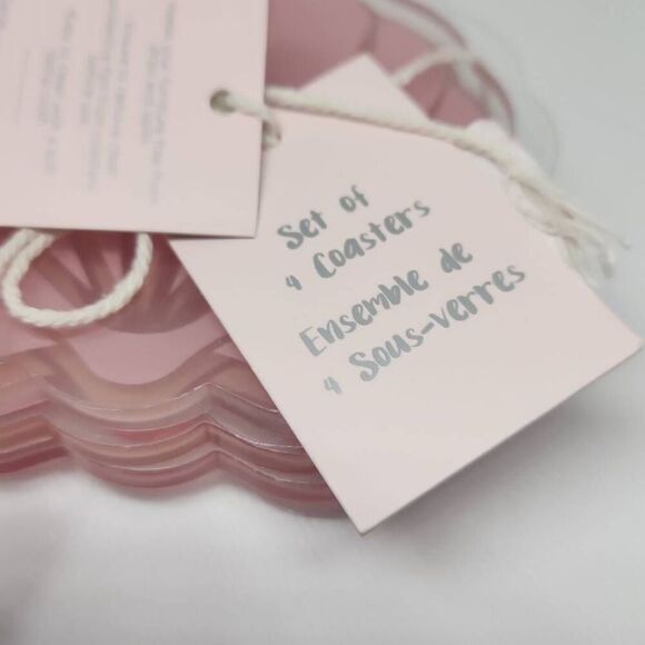 Coco + Lola Pink sea shell coasters new set of 4 - Picture 4 of 6